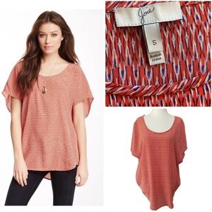 Joie 100% Silk Joann Ikat Print Blouse Dolman Sleeve Small